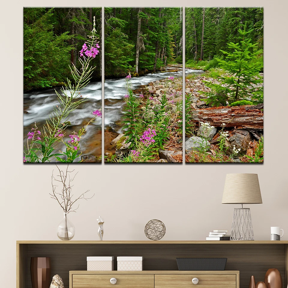Wall Art Pictures Home Decor Posters Frame Living Room 3 Pieces Forest