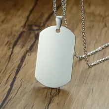  Vnox Stainless Steel Necklace Mirror Dog Tag Pendant with 20/24 inch O Chain 