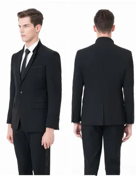 

2019 Newest Slim Fit Groom Tuxedos Groomsmen One Button Black Side Vent Wedding Best Man Suit Men's Suits(Jacket+Pants) terno