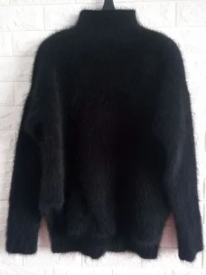 Натуральный норковый кашемировый свитер, женские кашемировые пуловеры, норковая шуба, водолазка, свитер размера плюс S306 - Цвет: black