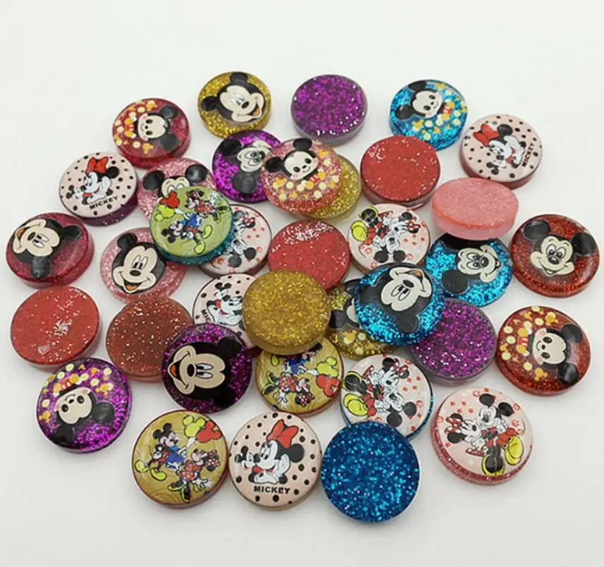 

Kawaii Flat Back Resin glitter unicorn mickey princess Planar Resin Cabochons Scrapbook Phone Craft Decoration Parts wholesale
