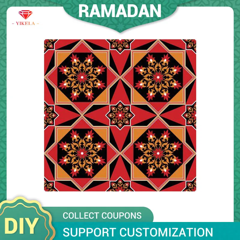 

YIKELA 5D DIY Mandala Full Square Diamond Painting Cross Stitch Ramadan Festival Gift Home Eid Muslim Geometric