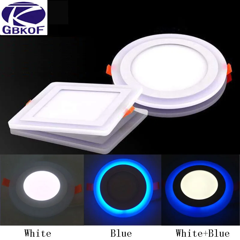 

Hot sell 6w 9w 16w 24w round square led Ceiling Recessed panel Light Painel lamp home decoration Blue+White led panel downlight