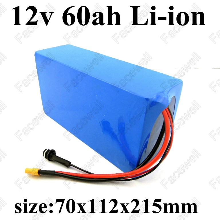 

Brand 12v 60Ah lithium li-ion battery pack backup power 12.6v 12v 3s rechargeable battery for cctv camera light led +5A charger
