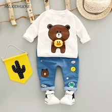 HYLKIDHUOSE 2017 Autumn Baby Girls Boys Clothes Sets Infant Cotton Suits Casual Style Cartoon Kids T Shirt+Pants Children Suits