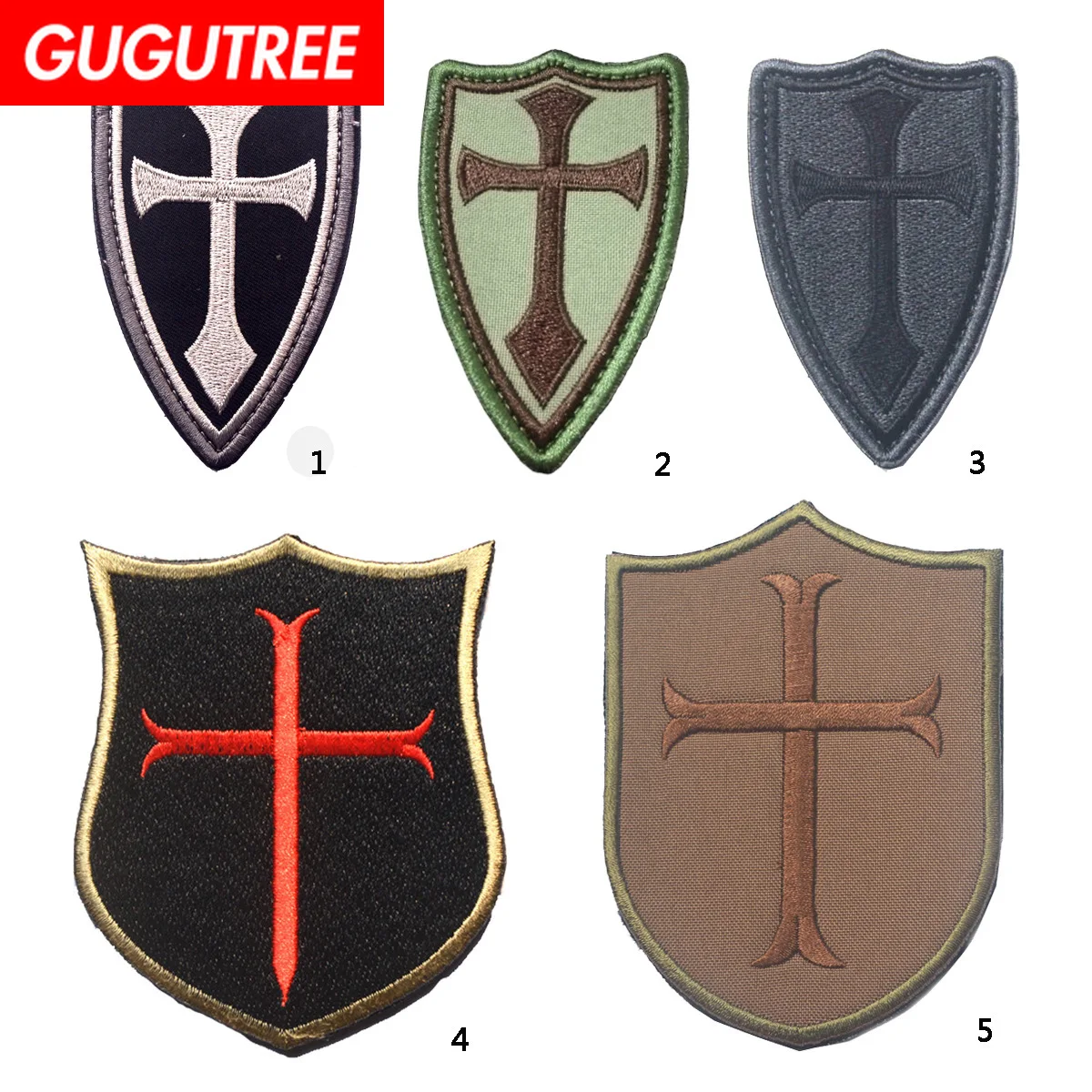 

GUGUTREE embroidery HOOK&LOOP DEVGRU patches Knights Crusades patches badges applique patches for clothing AD-186