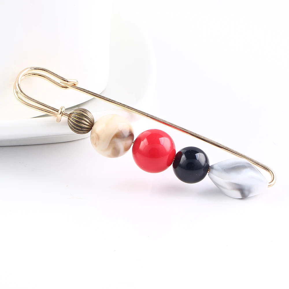 

Cute Elegant Retro Pop Pin Beaded Brooches Ball Bead Multi Color Brooches For Women Korean Collar Jewelry Gift Cheap
