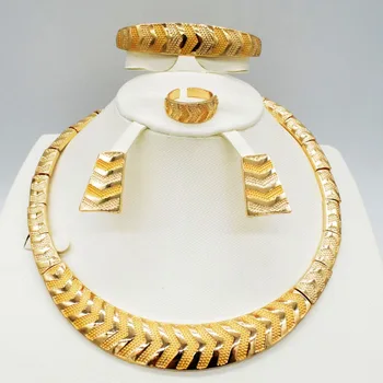 

2018 Fashion jewelry set African Nigeria Dubai gold-color African bead jewelry wedding jewelry set women beads jewelry sets