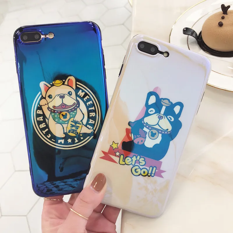 Синий лазерный глянцевая мультфильм чехол для телефона iPhone 7 плюс мягкая TPU
