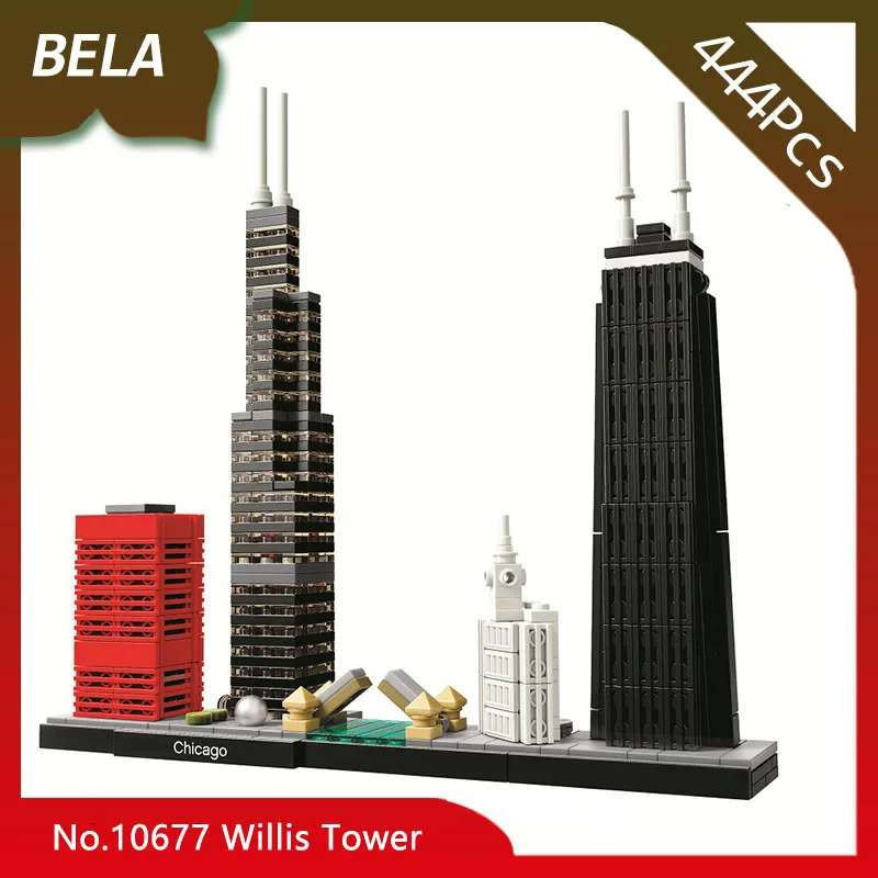 

Bela 10677 Architecture Series 444pcs The Willis Tower Model Building Blocks Compatible with Legoings
