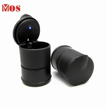 Квалифицированный автомобиль пепельницы светодиодный портативный автомобиль Грузовик Авто офис сигареты пепельница держатель чашки черные пепельницы с крышками D45SE12A