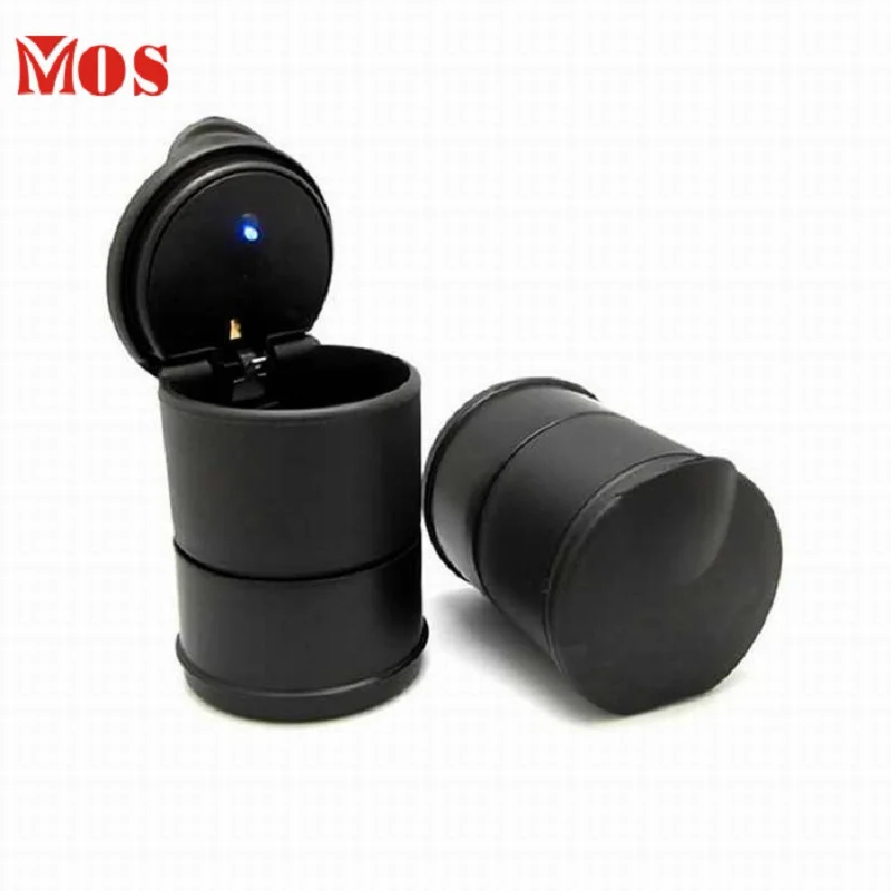 

New Qualified car ashtrays LED Portable Car Truck Auto Office Cigarette Ashtray Holder Cup Blackashtrays with lids D45SE12A