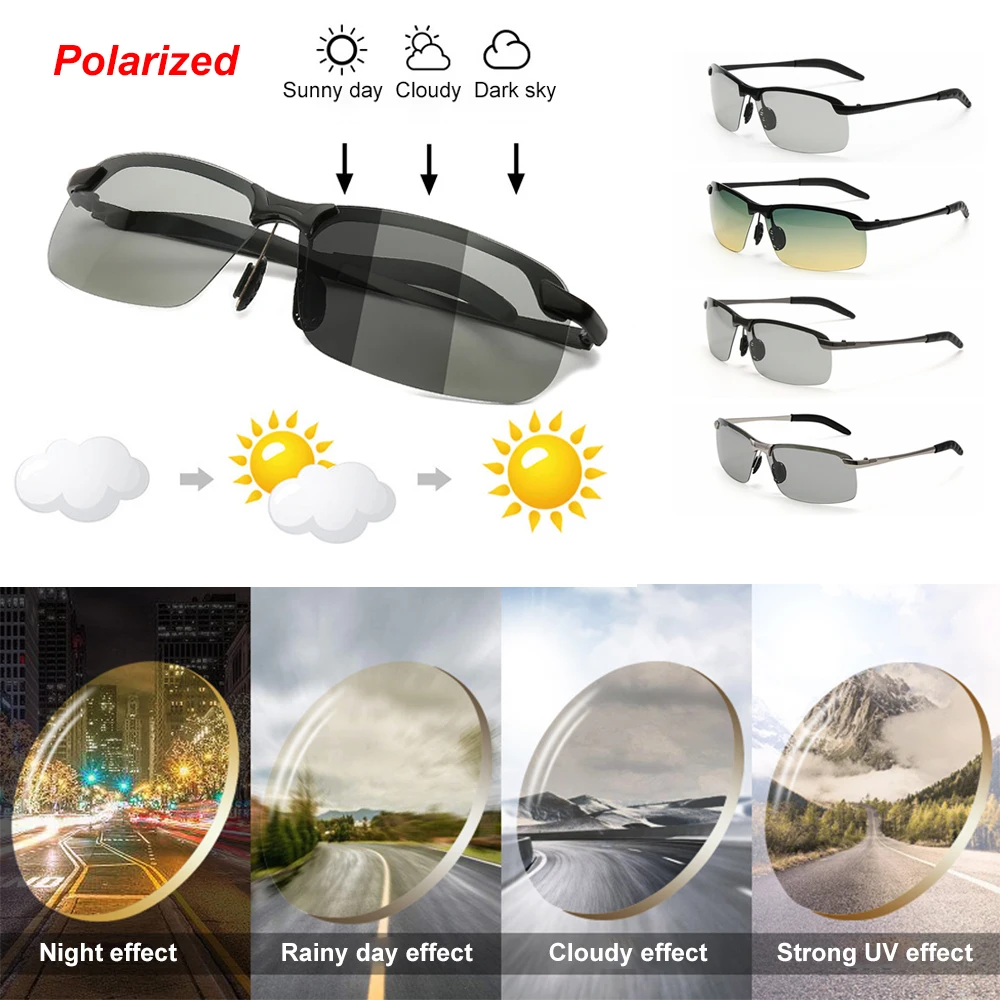 

UV 400 Day Night Vision Driving Glasses Men's Polarized Sunglasses Change Color SunGlasses Outdoor Sports Eyewear Driving Goggle