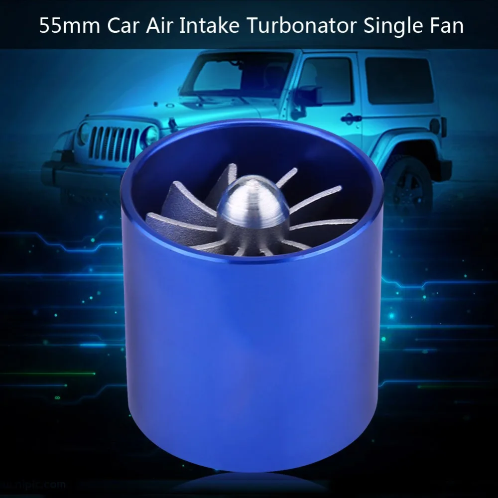 Wolfgo Air Intake Turbo-55mm Car Air Intake Turbonator Single Fan Turbine Super Charger Gas Fuel Saver Turbo 