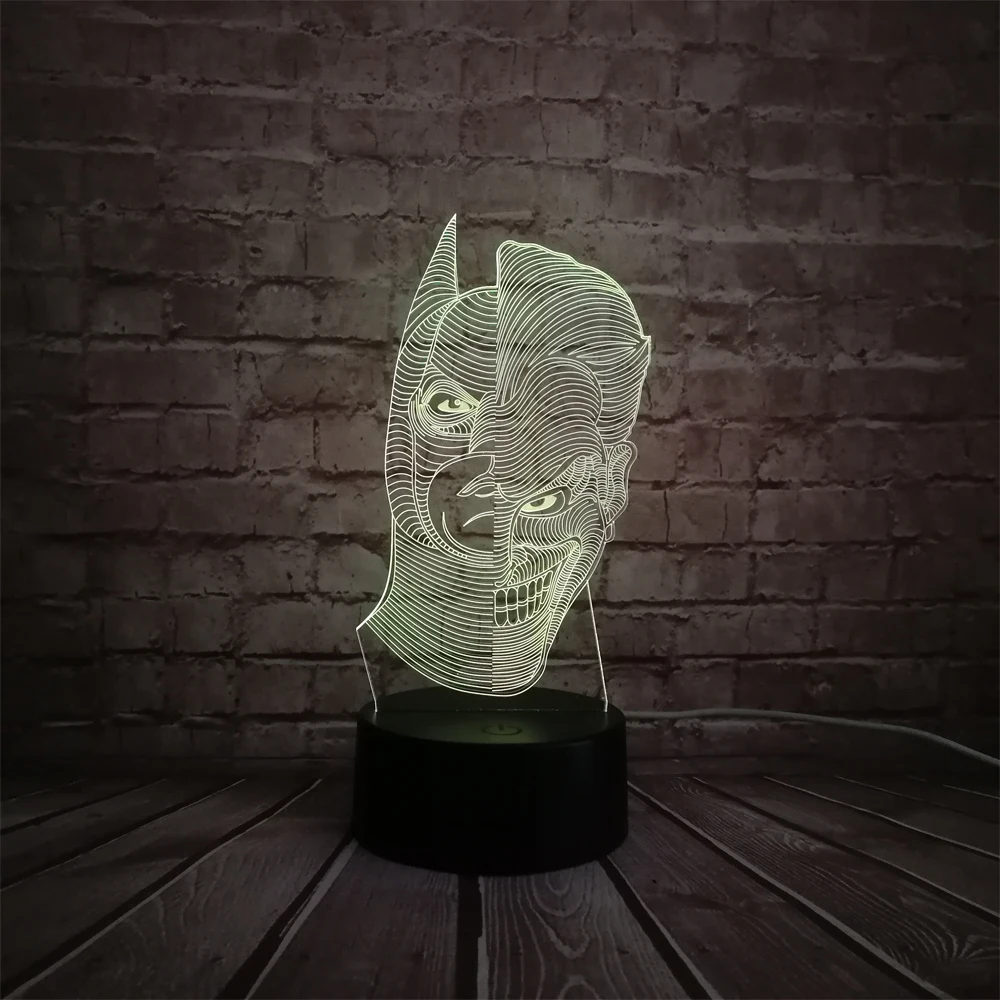 Novelty Pencahayaan Kartun Gambar 3D Lampu Keren Superhero Dua