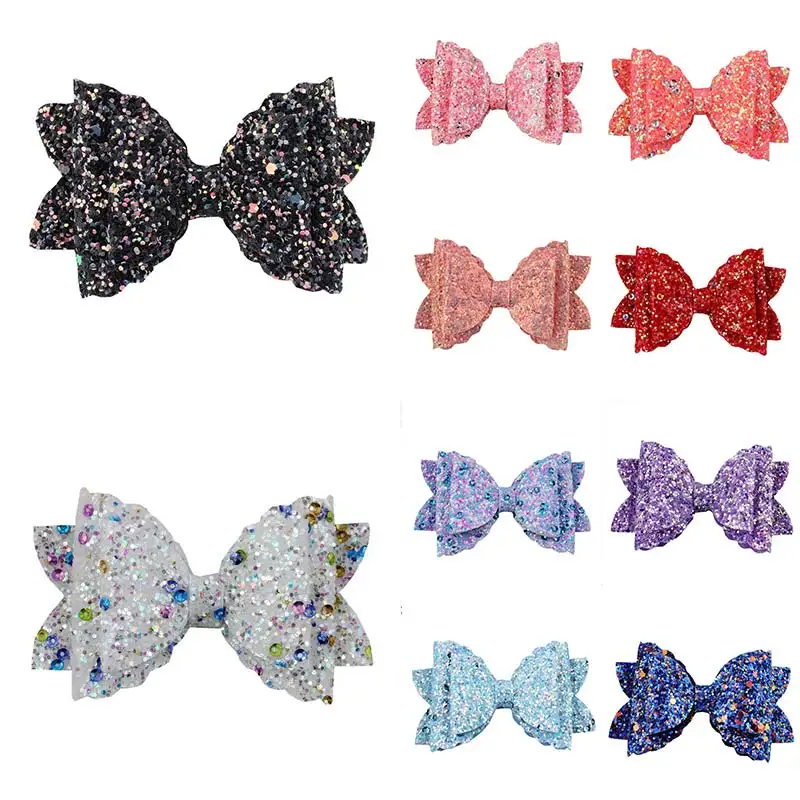 Девушки 1 шт Высокое качество блестящие заколки для волос заколки блестящие, ручной работы милые аксессуары для волос Головные уборы шпильки с блестками и бантом