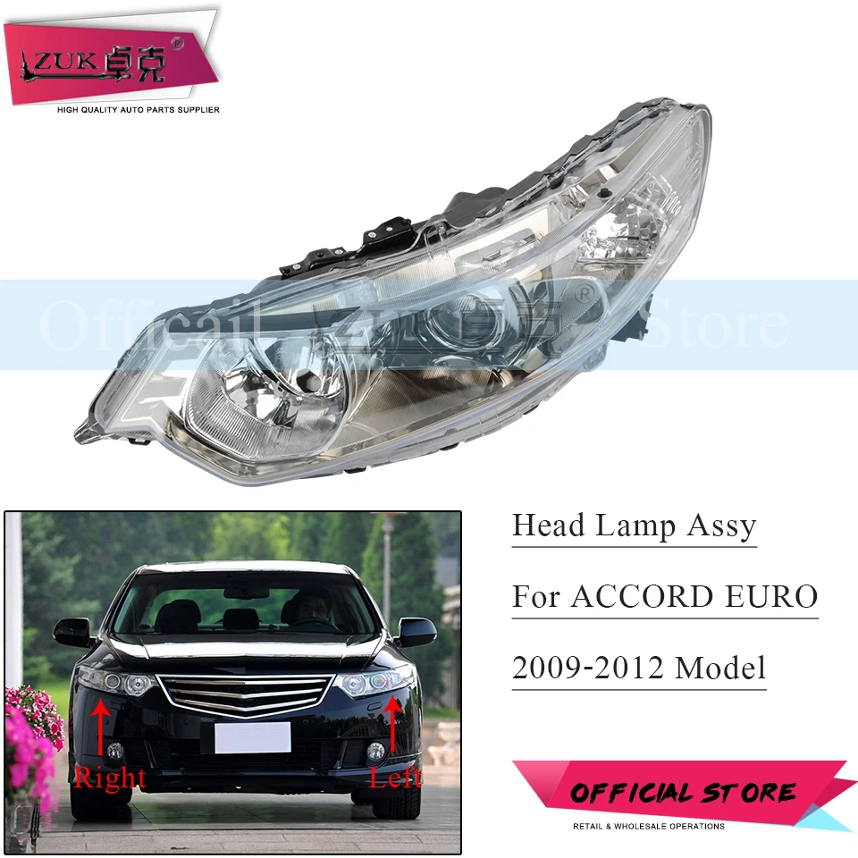 ZUK галогенный HID головной светильник в сборе для HONDA для ACCORD евро SPIRIOR 2009 2010 2011 2012 33150-TP5-H01 33100-TP5-H01