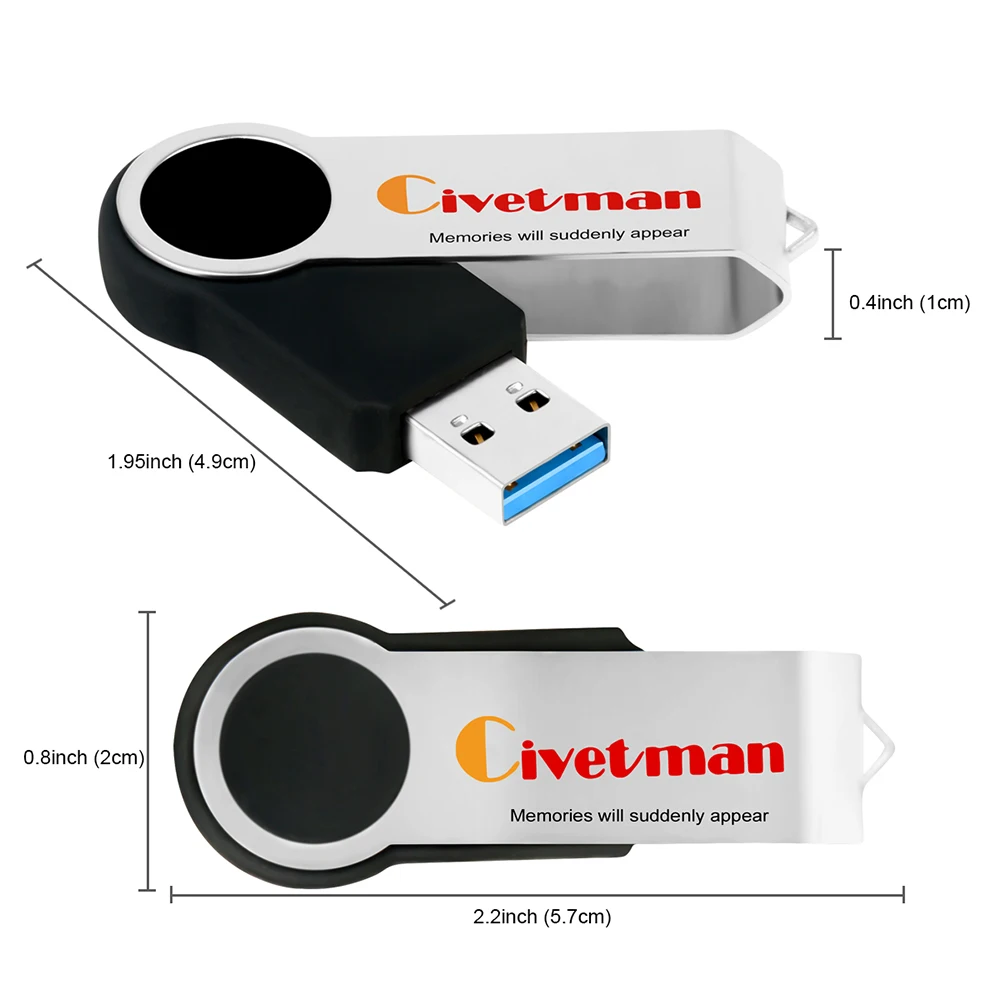 Civetman USB Флешка 32 ГБ вращающиеся металлические USB 3,0 переносной USB-накопитель 128 г Флешка высокое Скорость USB флэш-памяти 64 ГБ накопитель