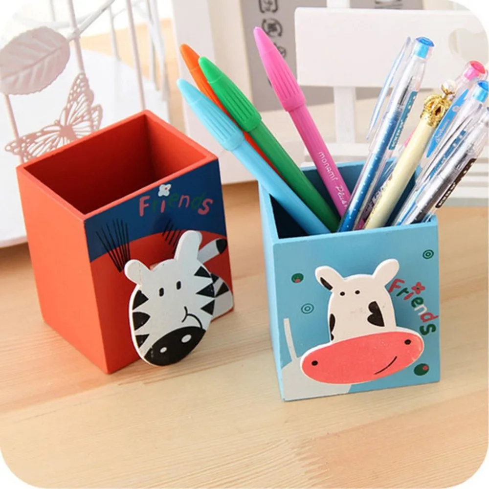 Pen Holders Stationery Container Office Supplies Cute wooden pen holder Stationery school