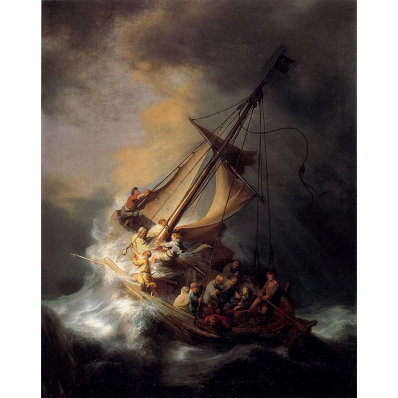 

High quality handmade canvas oil painting old master Rembrandt van Rijn The Storm on the Sea of Galilee, oil on canvas