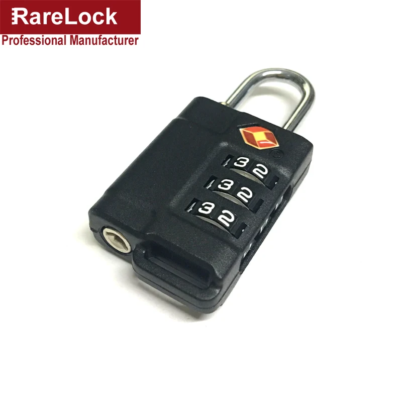 

Rarelock Black TSA 3 Group Code Combination Passward Padlock Luggage Zipper Suitcase Handbag Travel Bag Locks a