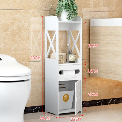 

Floor Stand Sundries Storage Cabinet 80x20x22cm Corner Bathroom Vanity Cabinet Towel Box Toilet Shelf Bathroom Furniture B518