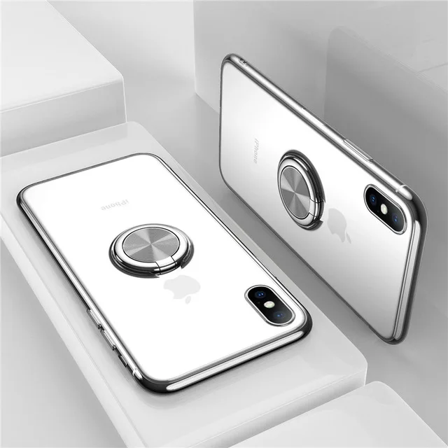 Чехол для iPhone XS Max, чехол для iPhone 11 Pro Max, чехол, прозрачное мягкое Силиконовое кольцо из ТПУ, оболочка для iPhone X, 6, 6s, 7, 8 Plus, чехол Caque - Цвет: Silver