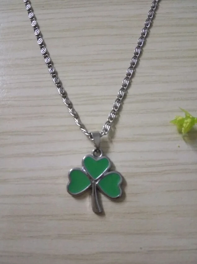 

Fashion Jewelry Vintage Silver"ALLOYGREEN 3-LEAF CLOVER IRISH SHAMROCK CORD"Charms Pendant Statement Necklace For Women Gift z43