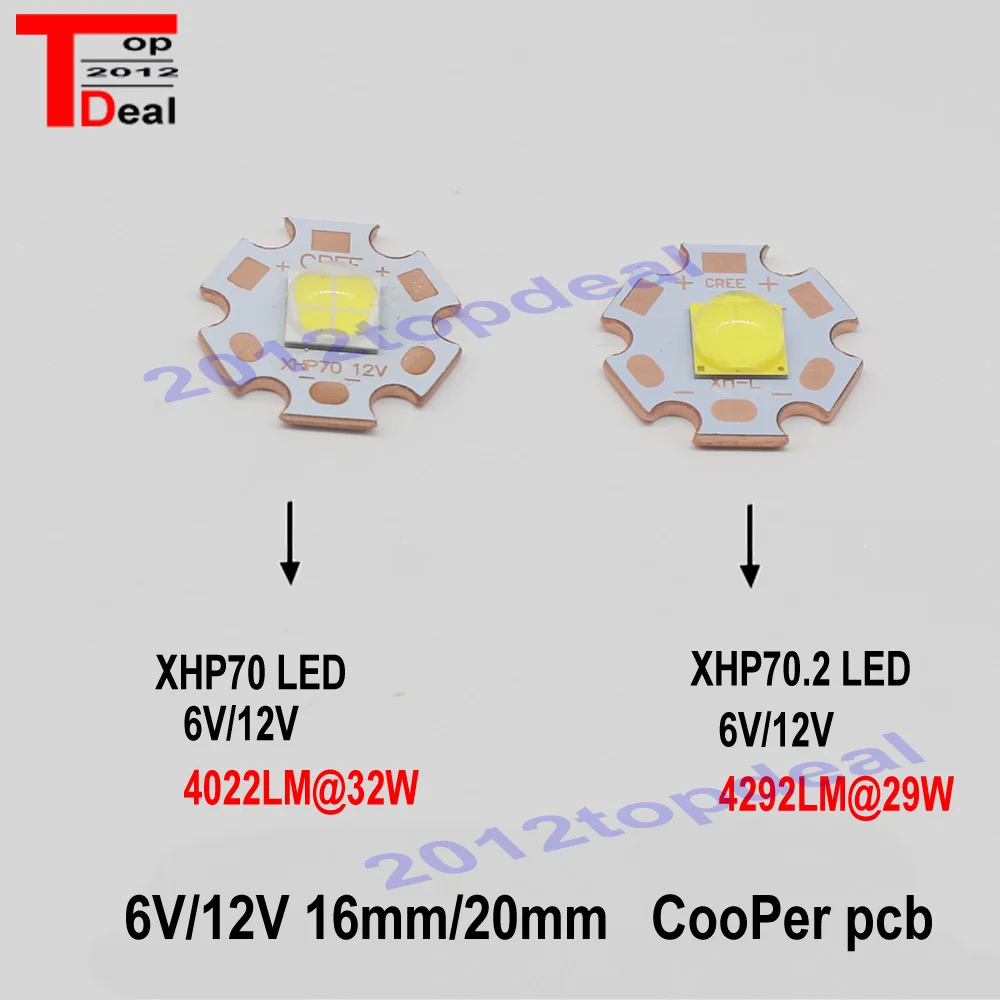 CREE XHP50 XHP70 XHP50.2 XHP70.2 2 поколения холодный белый нейтральный белый теплый белый светодиодный излучатель 6 в 12 В с 16 мм 20 мм медной печатной платой