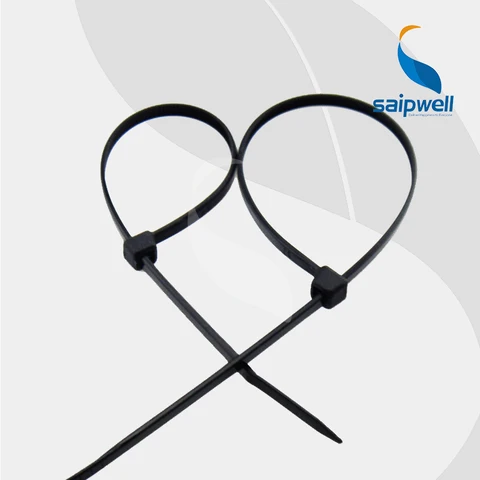 Auto-travamento de Nylon Empate com 94v-2 Cabo Certificated Pelo ul uv Cor Preta 100 Pcs 7*500mm 66