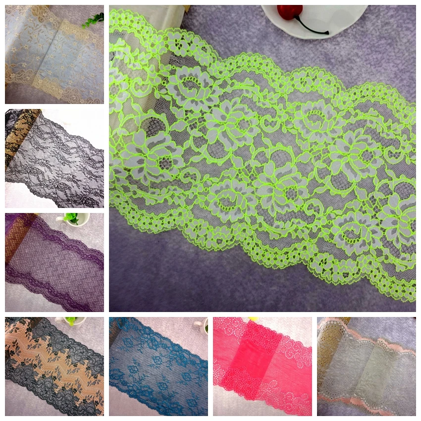 

#118 MixedLot Lace 5 yards/lot Around 20CM Wide Assorted Colors Stretch Elastic Lace Edge Trim Sewing Handmade Wholesale