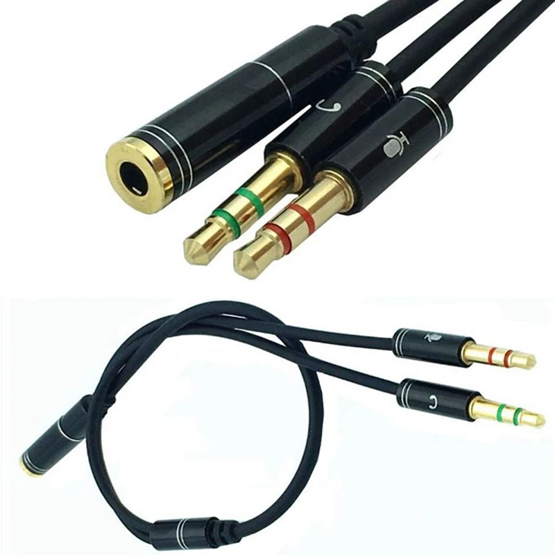 30 см Черный AUX 3,5 мм аудио микрофонный сплиттер кабель Женский до 2 мужчин микрофон адаптер 3,5 мм микрофон/аудио в Aux адаптер