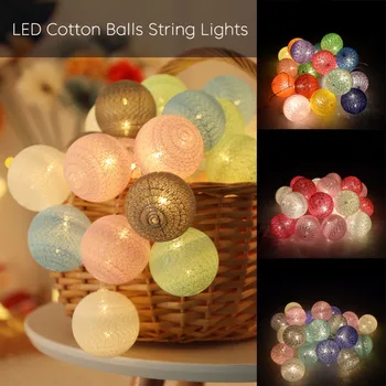 

3M Room LED Decoration Garland Cotton String Balls Lights USB DIY Cotton Ball Light Chain Fairy LED Lights Birthday Gifts Party