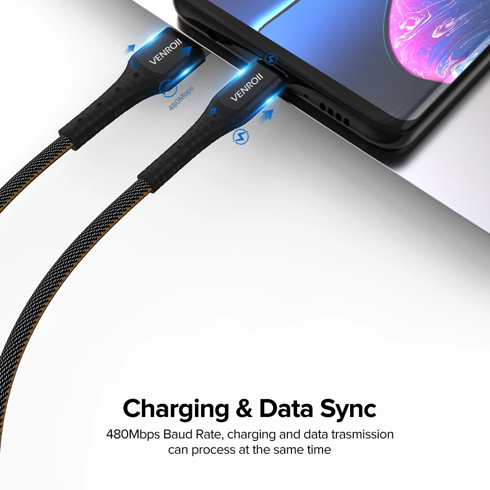 Venroii usb type C кабель 5A Supercharge для huawei P20 P30 mate 30 Pro Quick Charge 3,0 4,0 Быстрая зарядка type-C для Honor 20 10