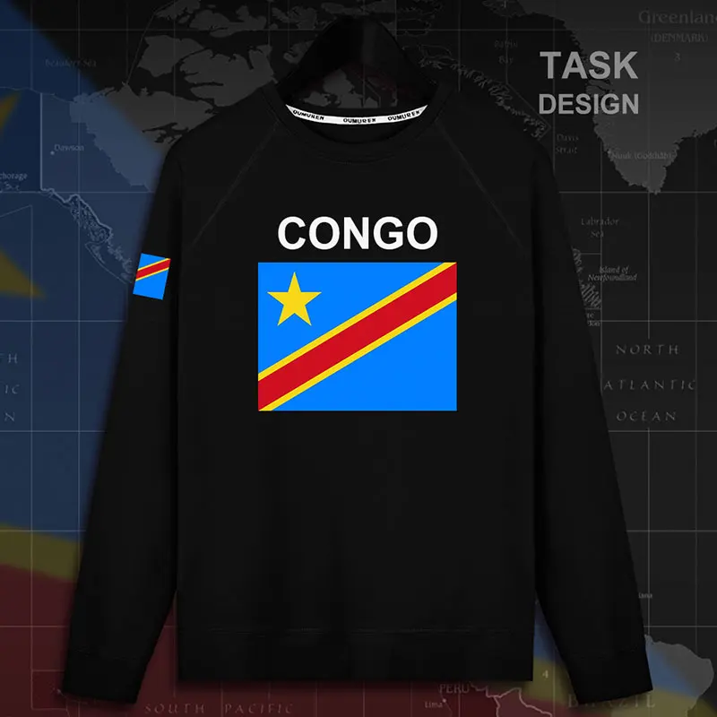 DR Congo COD DRC DROC Congo-Kinsha, мужские пуловеры, толстовки, Мужская толстовка, уличная одежда, хип-хоп флаг, спортивный костюм 02 - Цвет: roundneck-black