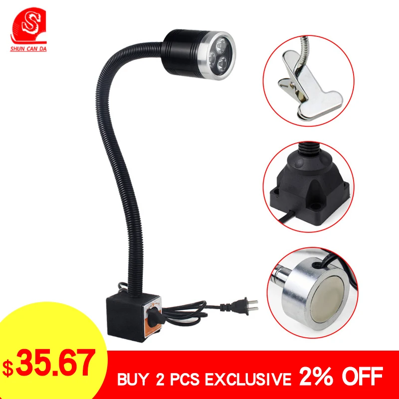 

3W LED CNC Machine Light with Magnetic Long Arm Folding lamp lathe garage sewing machine light Industrial Tool Work Lighting