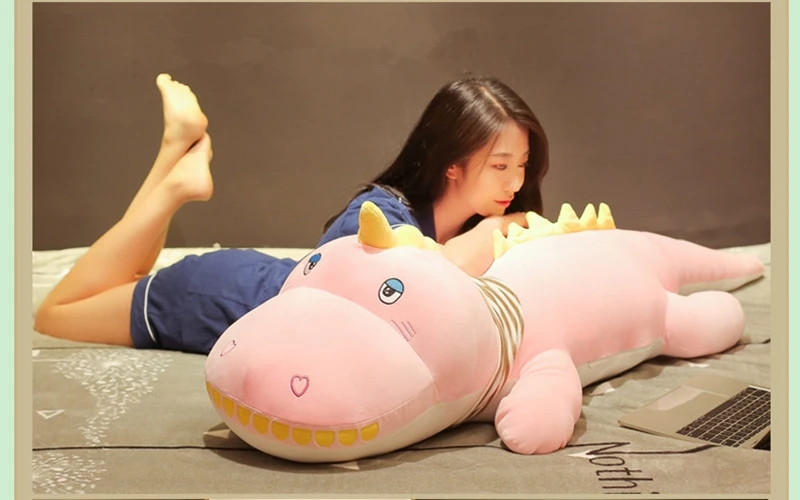 Dorimytrader kawaii crocodile plush toy doll giant animal alligator sleeping cushion bed pillow girl cute birthday gift 120cm 150cm DY50545 (22)