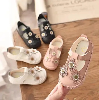 

Hot Spring Baby Girls Fashion Leather Shoes Princess Pink Soft Bottom Loafer Flat Toddler Flowers Shoes