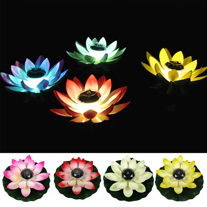 

Solar Powered LED Lotus Flower Lamp Floating Flower Pond Tank Light Ornament Party Garden Decoration