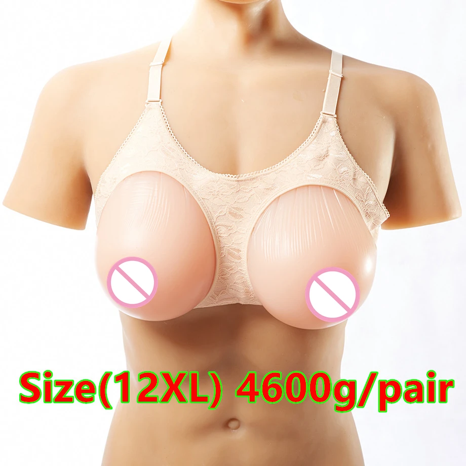 

4600g/pair Silicone Artificial Breast Boobs Teardrop Breast Form Adhesive False Breasts Crossdresser Drag Queen Shemale