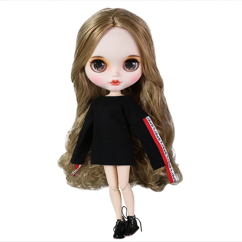 ICY blyth кукла матовое лицо белая кожа золотые кудри волосы костюм куклы с зубами губы брови 30 см DIY BJD SD подарок