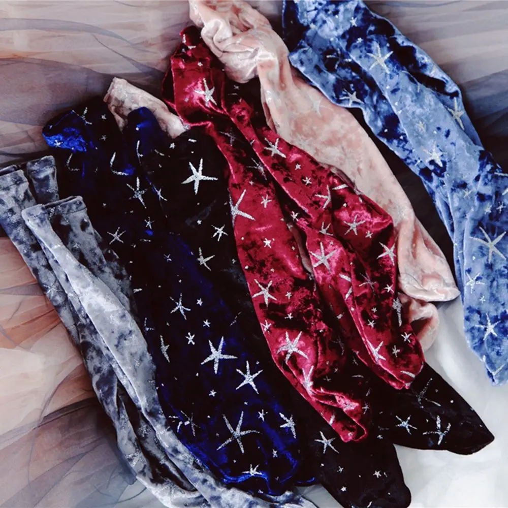 1Pair Fashion Women Girls Harajuku Funny Cute Rabbit Velvet Socks Winter Warm Soft Elastic Handmade Doll Shiny Stars Hosiery