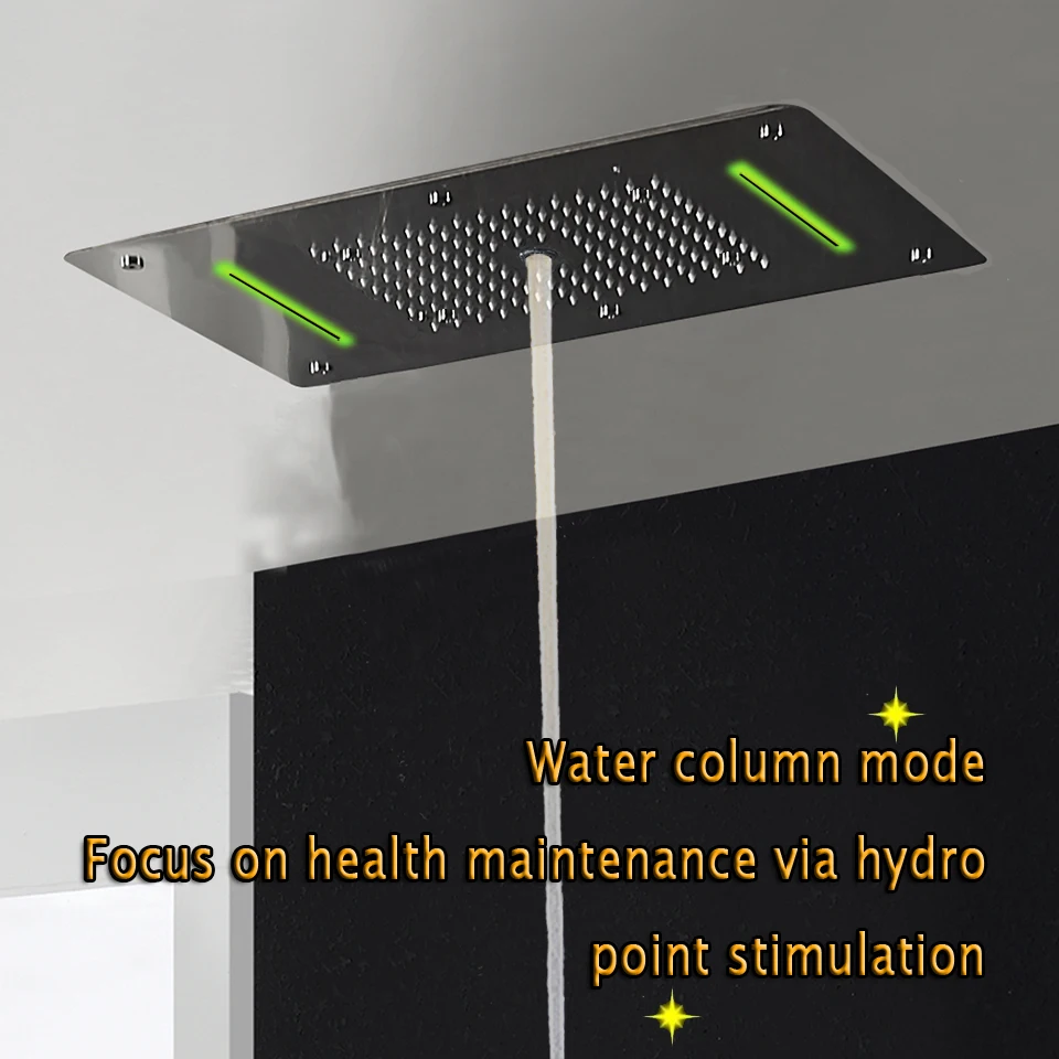Большой поток термостатический скрытый смеситель для душа светодиоды для потолка в душе головная панель роскошная Ванна Душ дождь водопад пузырьковый туман