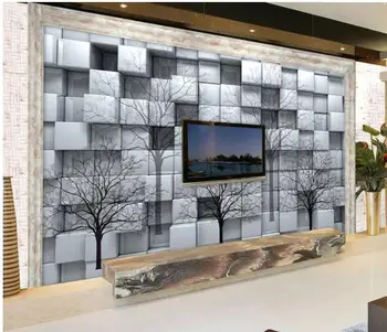 

3D Wallpaper Art Mural for Living Room Large Painting Home Decor Woods 3D square Custom 3d Mural Wallpaper