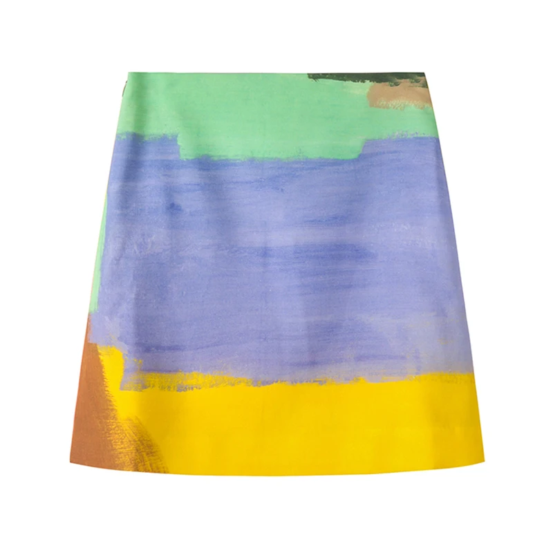 

PERHAPS U Gradient Color Tie Dyeing Print High Street Zipper A-line Mini Empire Bag Hip Skirt S0239