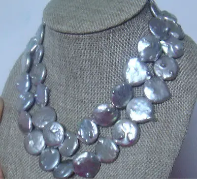 

FREE SHIPPING>>>@@ > N1530 15-16MM HUGE COIN PEARL NECKLACE 34