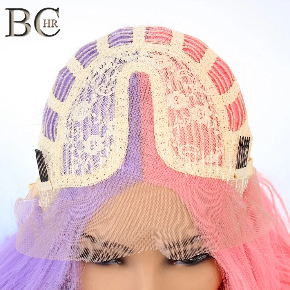 BCHR Harajuku парик Розовый Фиолетовый 13*4 парик для женщин длинные волнистые синтетические парики кружева Косплей вечерние волосы