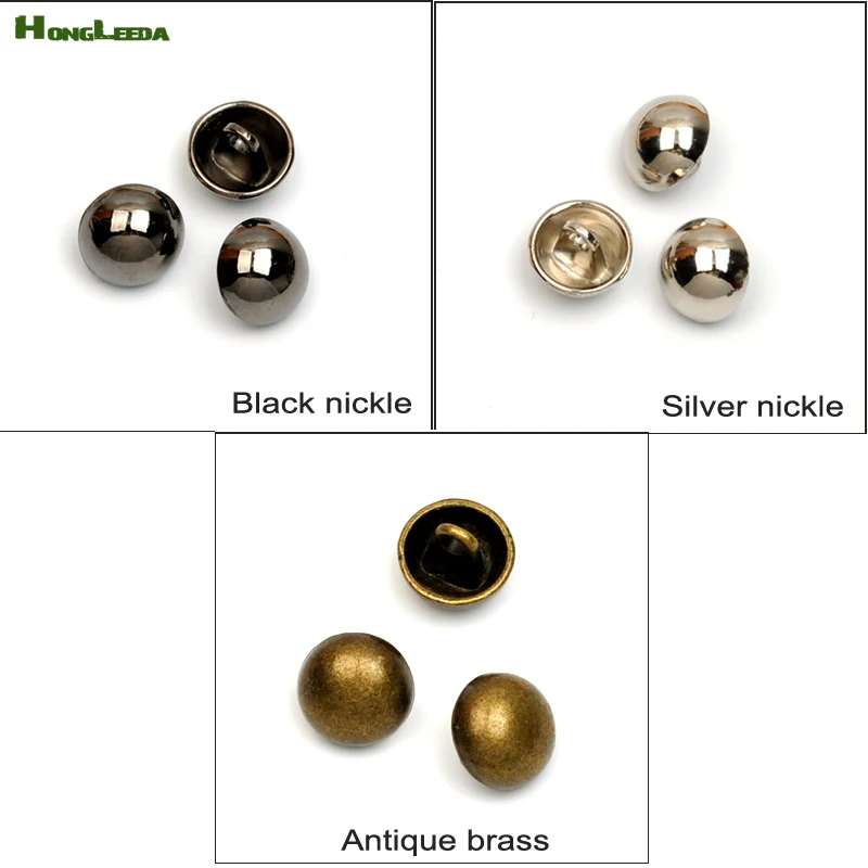100pcs pack 10mm metal alloy coat sewing buttons dome mashroom shank buttons silver/black/bronze free shipping  SF-027 2
