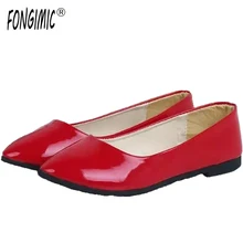 Женщины весна лето лакированные плоские туфли горячий мода твердые простые круглым носком случайные сексуальные женщины квартиры лодка обувь