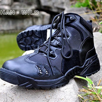 

New Sport Army Men Combat Tactical Boots Outdoor Hiking Desert Leather Ankle Boots Military Male Combat Shoes